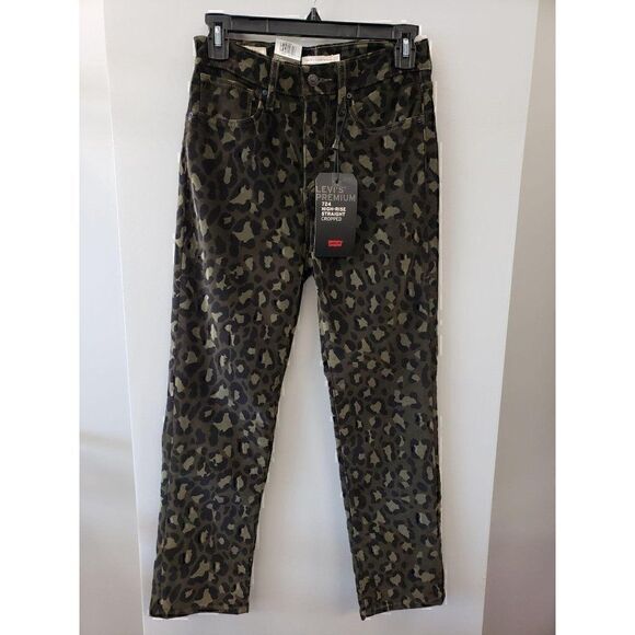 Levi's Jeans Green Camo 4 Waist 27 Stretchy High-Rise Velvet - Picture 2 of 9